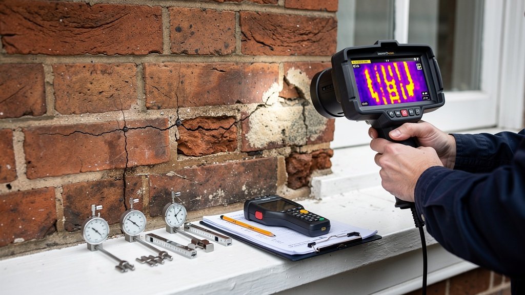 Surveying tools including thermal camera and damp meter used in Portsmouth building surveys
